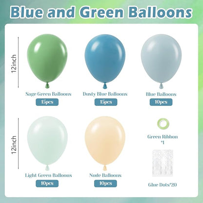 12inch Blue and Green Balloons - Image 2