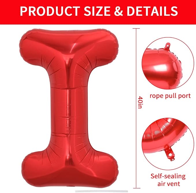 TONIFUL 40 Inch Large Bright Red Letter Balloons A-Z, Giant Jumbo Helium Foil - Image 2