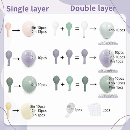 Dusty Green Pink Purple Balloons Arch Kit, Double Stuffed, Party. | Dusty Pink - Image 2