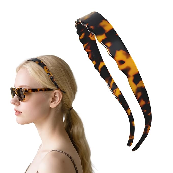 Acetate Hairbands for Women - Non-Slip Thin Headbands with Teeth, Eyewear-Friendly Design, 90s Retro Hair Accessories, No Pressure & No Headache Sunglasses Headband (Tortoiseshell)