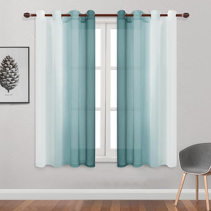 DWCN Faux Linen Ombre Sheer Curtains - Image 2