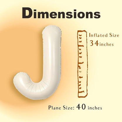 SUWEN 40 Inch Cream Large J Letter Balloons Big Foil Helium A-Z | Jumbo Mylar - Image 6