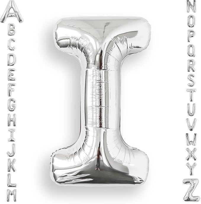 AULE 40 Inch Silver I Balloon Letter Foil A-Z Birthday Big Alphabet | Birthday by AULE