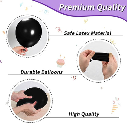 Pink and Purple Balloons, 12 Inch Metallic Pink Purple Black and Silver Balloons - Image 3