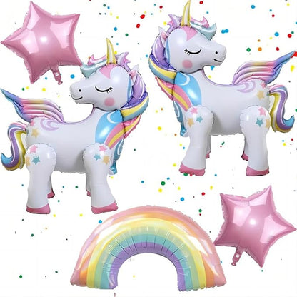 5 Pcs Self Standing Unicorn Balloons by DUILE