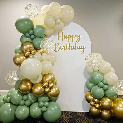 Sage Green White Gold Balloon Garland Arch Kit - Image 4