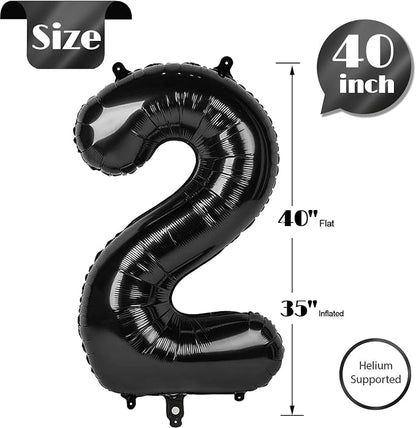 Black Number 2 Balloon 40 Inch, 2nd Birthday Party Decorations Men Women | Foil - Image 4