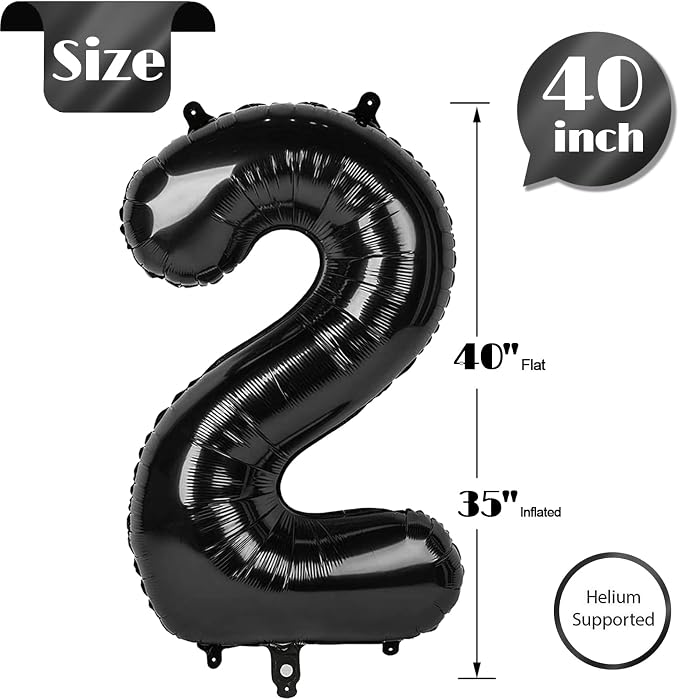 IWERP Number 2 Balloon, 40 Inch, Birthday Decorations, All Ages, Self Sealing - Image 5