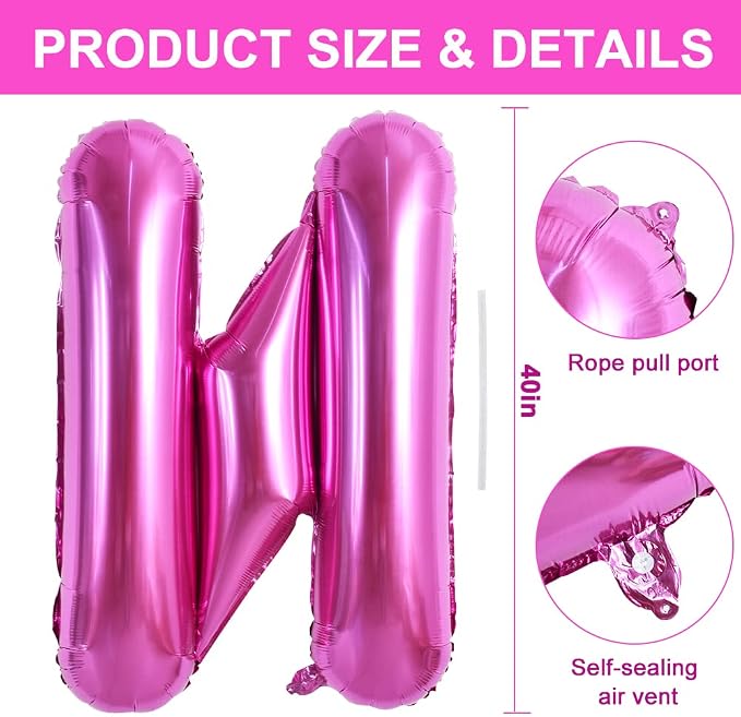 TONIFUL 40 Inch Large Rose Red Letter N Balloons - Image 2