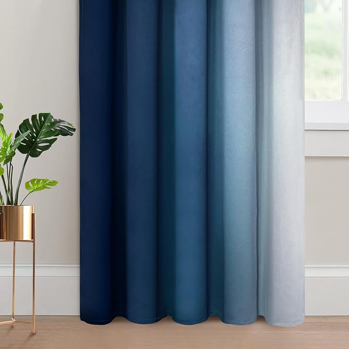 Yakamok Ombre Curtains Blue and Greyish White - Image 4