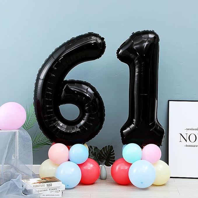 40 inch Black 1 Number Balloon Giant Foil Helium Balloons Black Large Digital - Image 6
