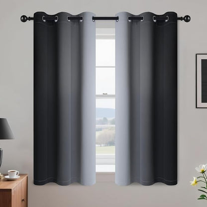 Yakamok Ombre Curtains Black and Greyish White by Yakamok