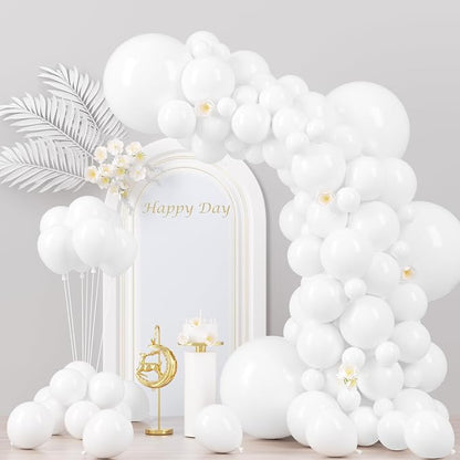 Voircoloria 130pcs White Party Balloons Garland Arch Kit, 18 12 10 5 Inch | by Voircoloria