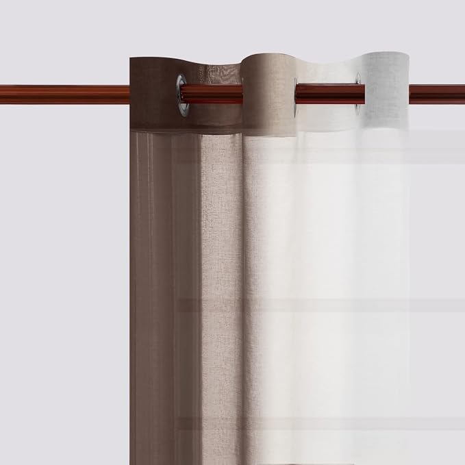 DWCN Faux Linen Ombre Sheer Curtains - Image 2