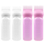 ELANE 4 Pack Hair Oiler Comb Bottle,Root Comb Applicator Bottle for Hair Oil Scalp Hair Oiling Applicator(2Pink+2White)