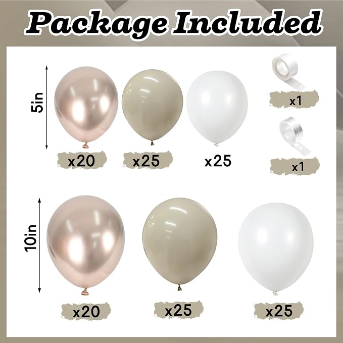 Neutral Balloon Arch Kit 142Pcs Cream White Champagne Gold Balloons Garland Kit - Image 2