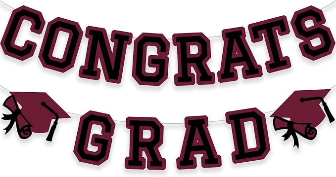Congrats Grad Banner Graduation Party Banner Decoration Hanging Garland High by Unknown
