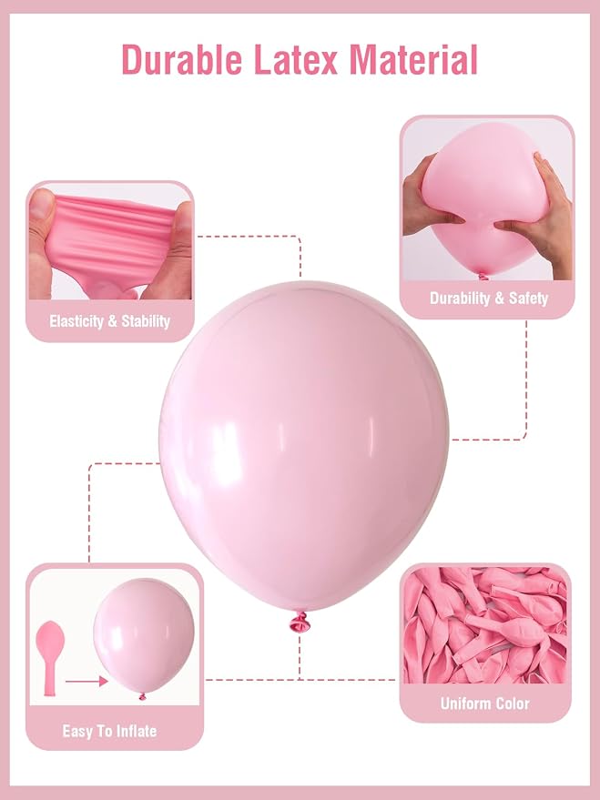 Pink Balloons 125 Pcs Different Sizes of 18 12 10 5 Inch Pastel Baby Soft Pink - Image 4