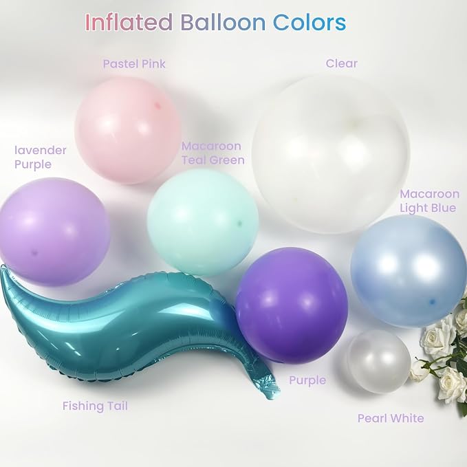 CROSSFINGERS Mermaid Balloon Garland Arch Kit Mermaid Birthday Decorations | - Image 3
