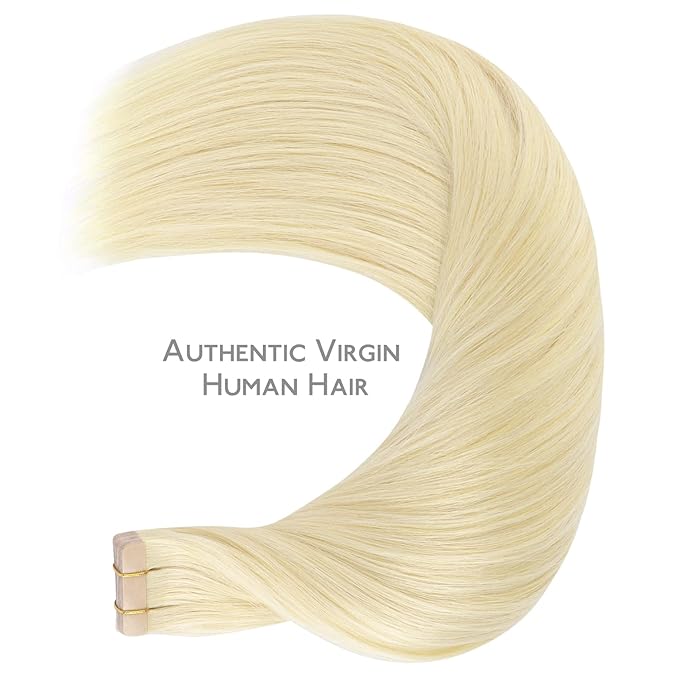 WENNALIFE Tape in Hair Extensions Human Hair, 20pcs 60g 26 inch Bleach Blonde Remy Hair Extensions Straight Human Hair Tape in Extensions Tape Ins Straight Extensiones De Cabello Humano Skin Weft