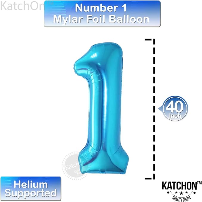 KatchOn Blue Number 1 Balloon for 1st Birthday Decorations - Image 2