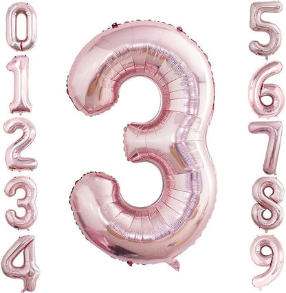 2 Pcs 42 Inch Rose Gold Foil Balloons Number 3, Huge Number Balloons by GOER