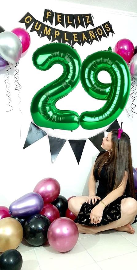Number Balloons 9 Balloon Dark Green - Image 3