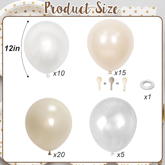 Pearl White Balloons, 12 Inch Double Stuffed Pearl Balloons - Image 2