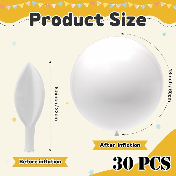 30pcs Large Balloons 18 Inch White Balloons - Image 2