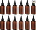 Cosywell Paint Bottles 12Pack 100ml/3.4oz Empty Squeeze Bottles Leak-Proof Refillable Plastic Hair Color Applicator Bottle Paint Storage Containers for Paint Art Crafts Shampoo Liquids(Clear)