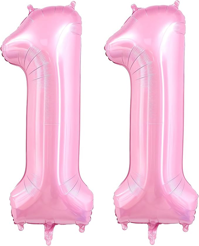 Pastel Pink 11 Balloon Number, 40 Inch Light Pink 11 Balloons Large Helium Foil by BBPOOL