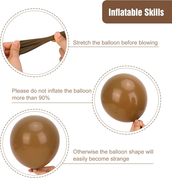 RUBFAC Brown Balloons 129pcs Different Sizes Pack of 18 12 10 5 Inch | Latex - Image 3