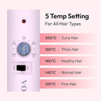 VODANA Professional GlamWave Ceramic Curling Iron, Long-Lasting Natural Curls, Instant Heat, Hair Curler, Curling Wand, Available in USA (1.4 inch, Lavender)