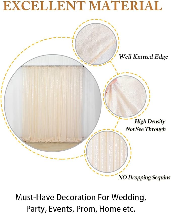 ShinyBeauty PHOTOBOOTH Background Choice-7FTx7FT-Ivory-Sequin Photography - Image 5