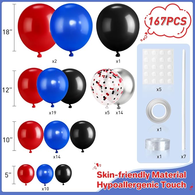 Red Black Blue Silver Balloons Garland Arch Kit - Image 2
