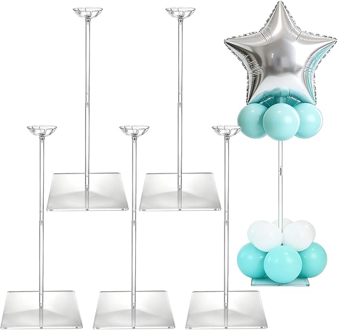 Clear Acrylic Balloon Stand Kit, 5 Pack, 23.6 Inch | Reusable Balloon Sticks by Unknown