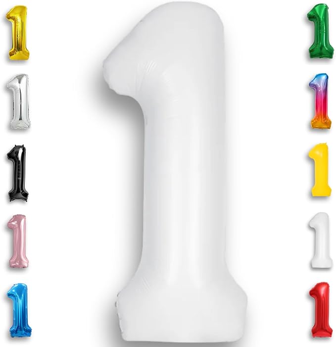 White Number Balloon 1 Mylar Foil Balloons 32 inch by Unknown