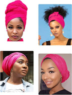 Harewom Head Wraps for Black Women Stretch Head Scarf Long African Hair Wraps Turban Headwraps Jersey Headbands