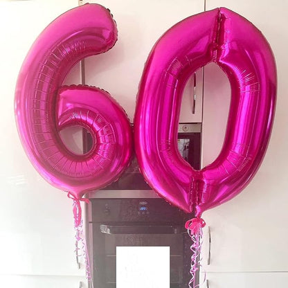 Hot Pink 60 Balloon Numbers, 40 Inch 60th Birthday Balloon Foil Mylar Number 60 - Image 4