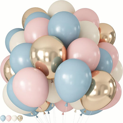Gender Reveal Balloons, Chrome Gold Sand White Balloon by Paeyeq
