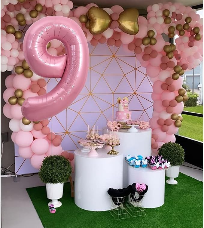 TONIFUL 40 Inch Pink Number 9 Balloons Large Foil 9th Birthday Decorations | - Image 5