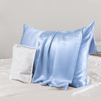 PROMEED Real 23 Momme 100% Silk Pillowcase for Hair and Skin, Both Sides Cooling Premium Grade 6A+ Mulberry Silk Pillow Case with Zipper, 1pc (King 20"x36", Light Blue)