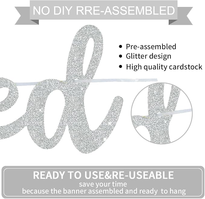 BEISHIDA Silvery Just Married Banner - Image 2