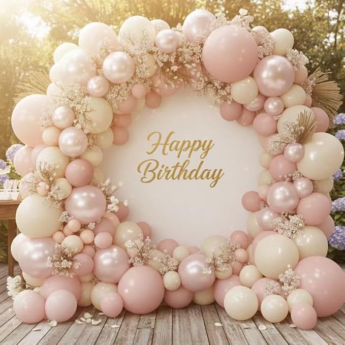 Pearl Pink White Balloon Arch Kit - Image 4