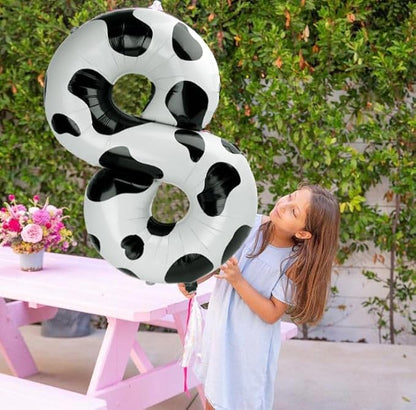 Cow Print Number 8 Balloon 40 inch, Cow Birthday Party Balloons Decorations | - Image 3