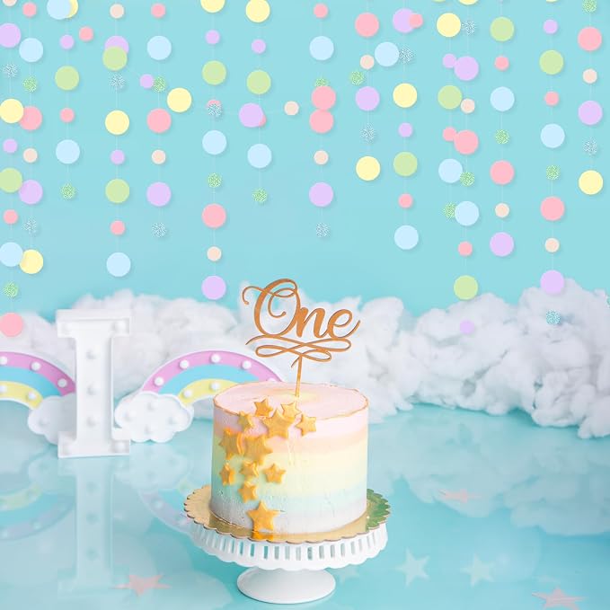 Outus 10 Pieces Colorful Circle Garland Banner Hanging Paper Dot Decorations - Image 7