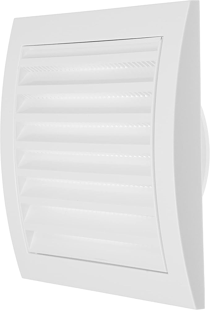 Repa Market 4 Inch White Dryer Vent Hood/Duct Cover for Walls or Ceiling/ABS Plastic Louvered Air Grille with Built-In Mesh Screen/Exhaust and Dryer Vent Covers for Indoor & Outdoor Use