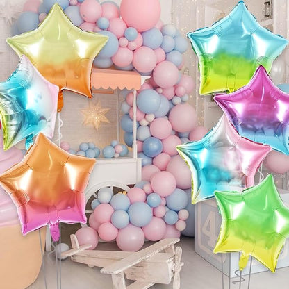 TONIFUL 30 Pcs Star Balloons 18 Inch Large Gradient Rainbow Foil Balloons | - Image 5