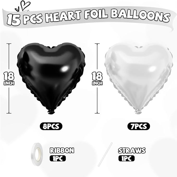 Black Silver Heart Balloons - Image 2
