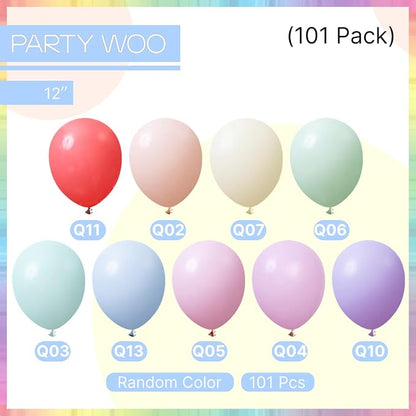 PartyWoo Pastel Rainbow Balloons 101pcs Latex Helium Balloons 12 Inch | Baby - Image 3